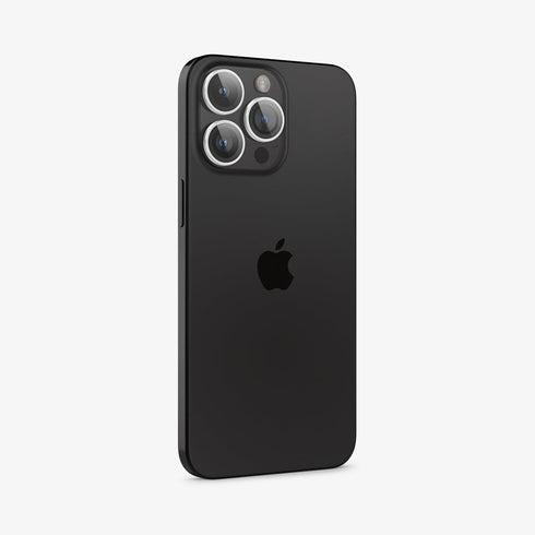 AGL07163 - iPhone 15 Pro / 15 Pro Max Optik Pro Lens Protector in natural titanium showing the device